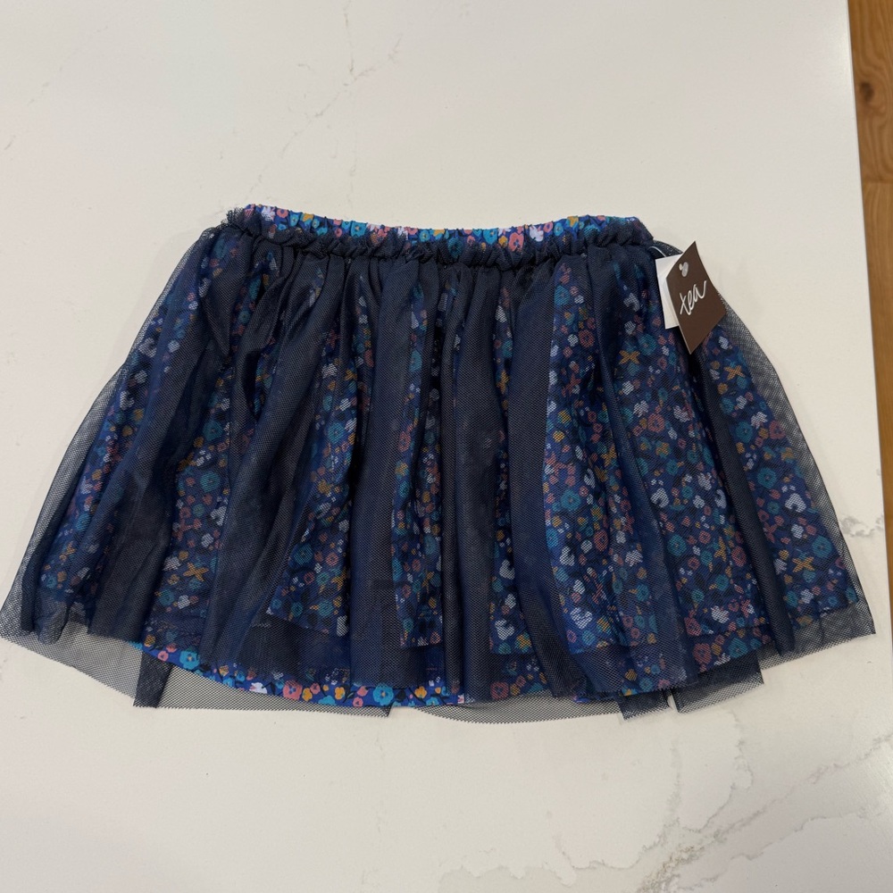 Tea Collection NWT tulle skirt floral blue size 2 girls 2T